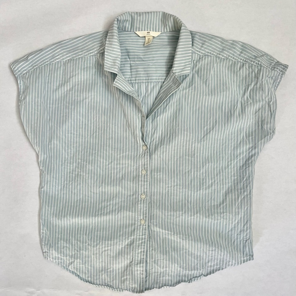 H&M L.O.G.G | Blue & White Stripes Blouse | UK8
